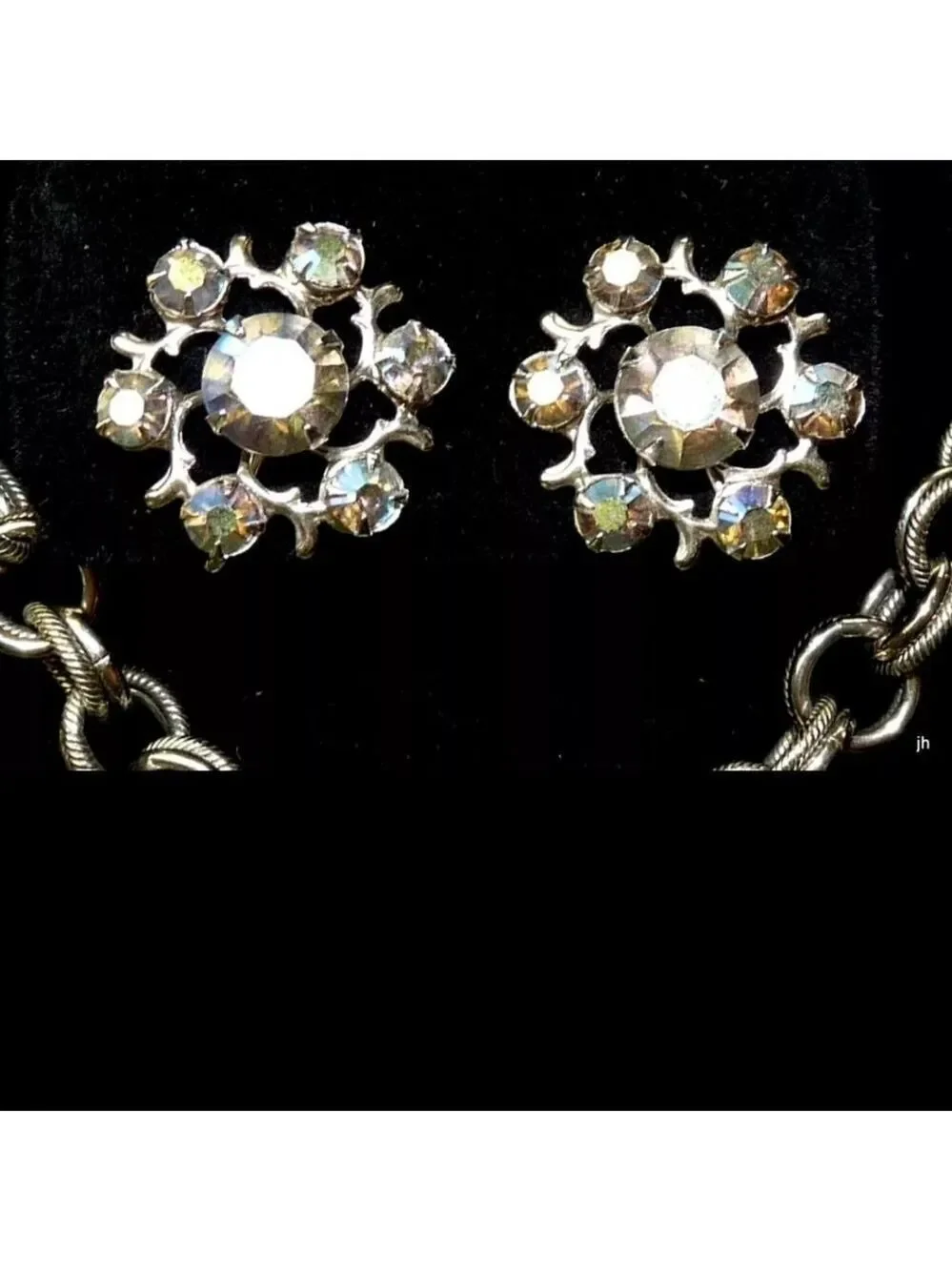 VTG JUDY LEE AB RHINESTONE POCKET WATCH DESIGN PENDANT NECKLACE EARRINGS LOT 20